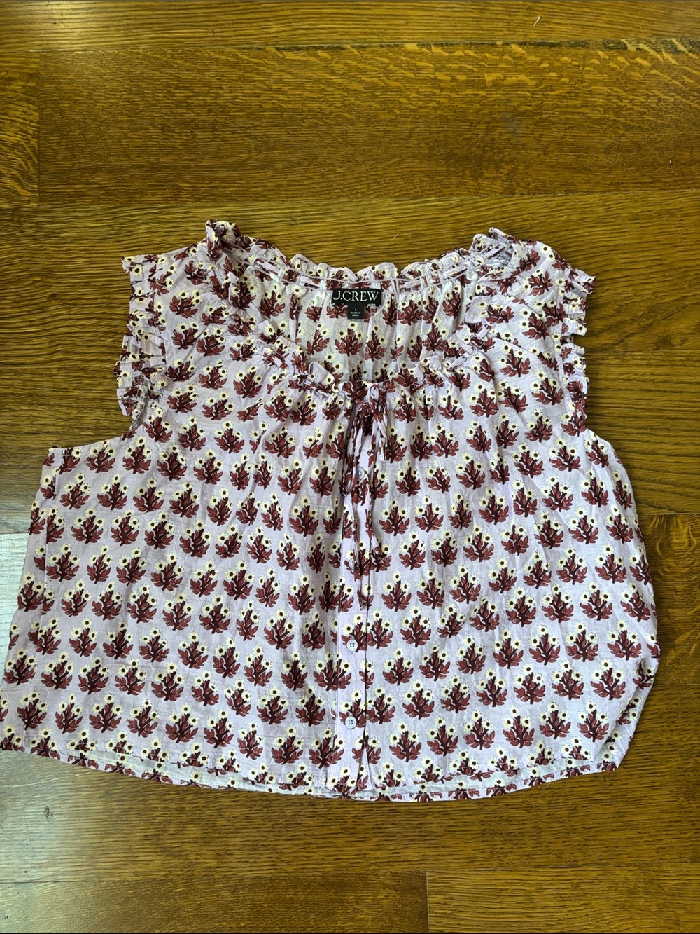 J. Crew Light Purple Blouse with Burgundy Floral Print